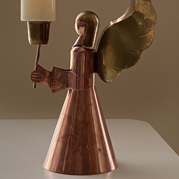 Vintage Golden Brass and Copper Angel Candle Holder O/S - Picture 11 of 14